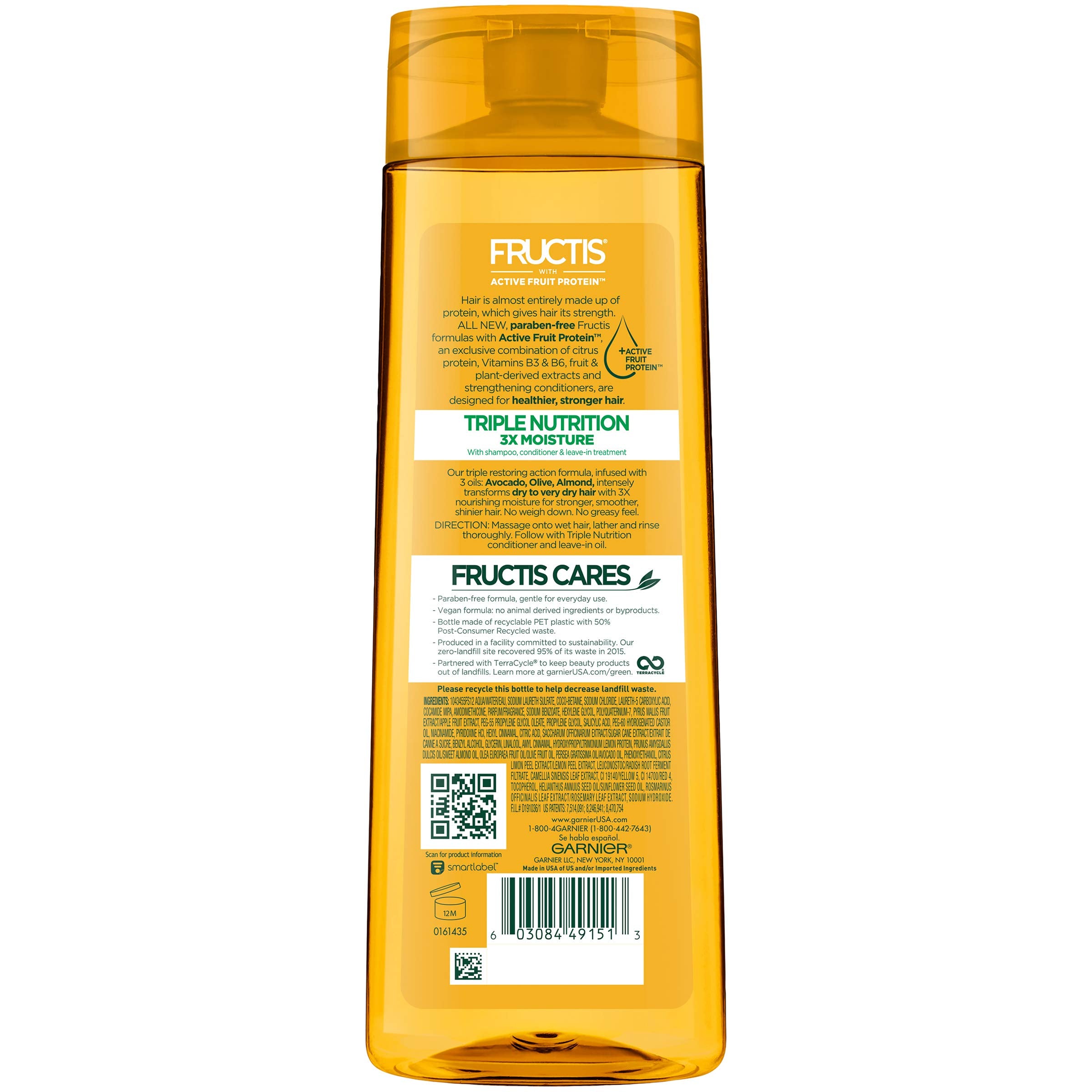 Garnier Fructis Triple Nutrition Shampoo, Dry to Very Dry Hair, 12.5 fl. oz.